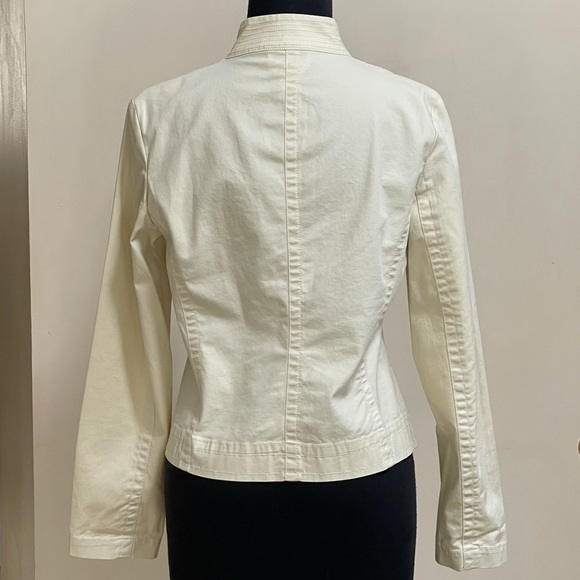 Talbots Cream Color Utility Style Jacket Sz 4 Off White Blazer Cotton Stretch - Picture 7 of 11